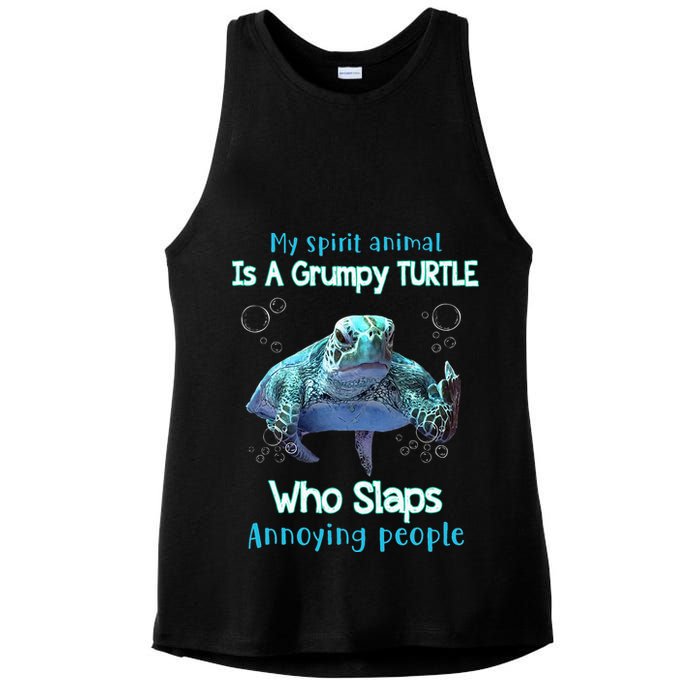 My Spirit Animal Is Grumpy Turtle Who Slaps Annoying People Ladies PosiCharge Tri-Blend Wicking Tank
