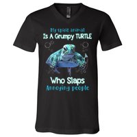 My Spirit Animal Is Grumpy Turtle Who Slaps Annoying People V-Neck T-Shirt
