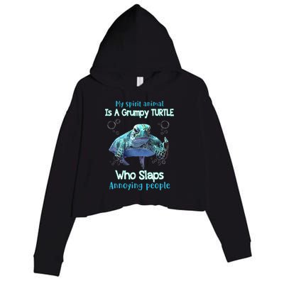 My Spirit Animal Is Grumpy Turtle Who Slaps Annoying People Crop Fleece Hoodie