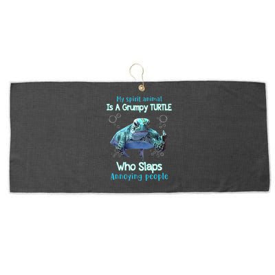 My Spirit Animal Is Grumpy Turtle Who Slaps Annoying People Large Microfiber Waffle Golf Towel