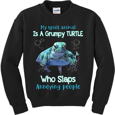 My Spirit Animal Is Grumpy Turtle Who Slaps Annoying People Kids Sweatshirt
