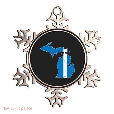 Michigan Stripe Across The State Metallic Star Ornament