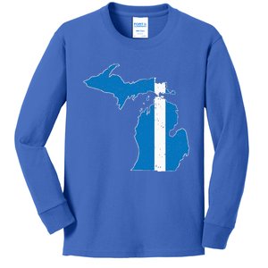 Michigan Stripe Across The State Kids Long Sleeve Shirt