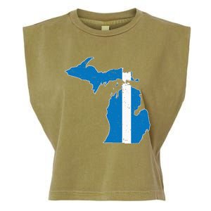 Michigan Stripe Across The State Garment-Dyed Women's Muscle Tee