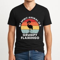 My Spirit Animal Is A Grumpy Flamingo V-Neck T-Shirt