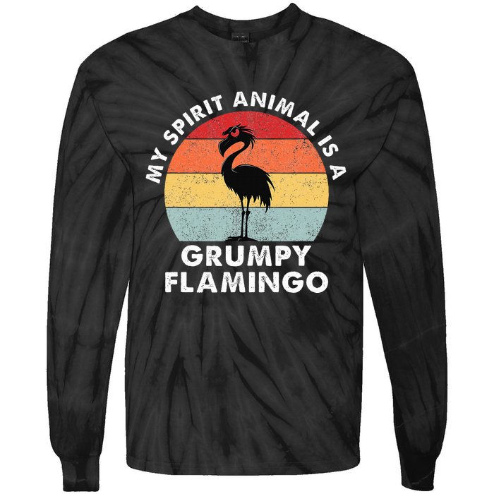 My Spirit Animal Is A Grumpy Flamingo Tie-Dye Long Sleeve Shirt