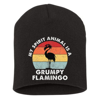 My Spirit Animal Is A Grumpy Flamingo Short Acrylic Beanie
