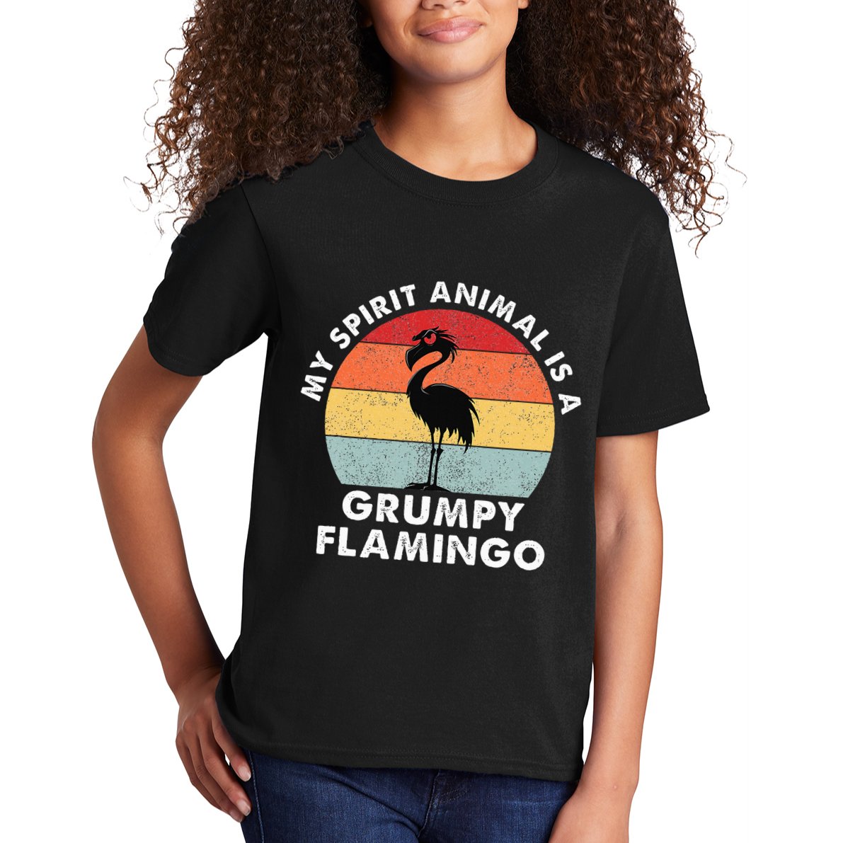 My Spirit Animal Is A Grumpy Flamingo Kids T-Shirt