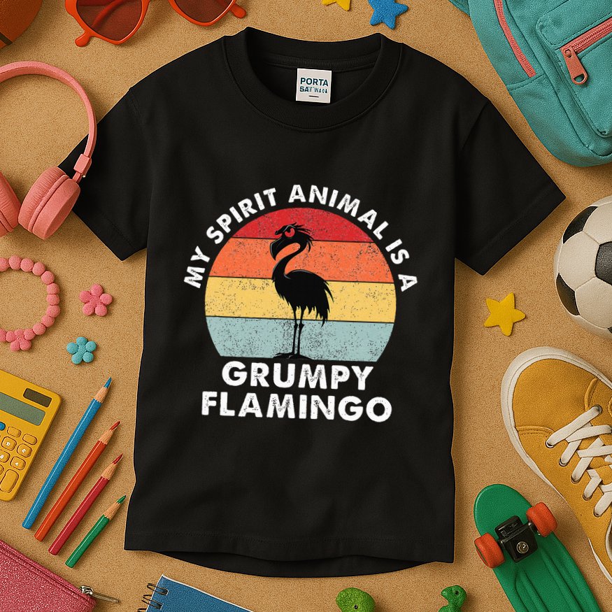 My Spirit Animal Is A Grumpy Flamingo Kids T-Shirt