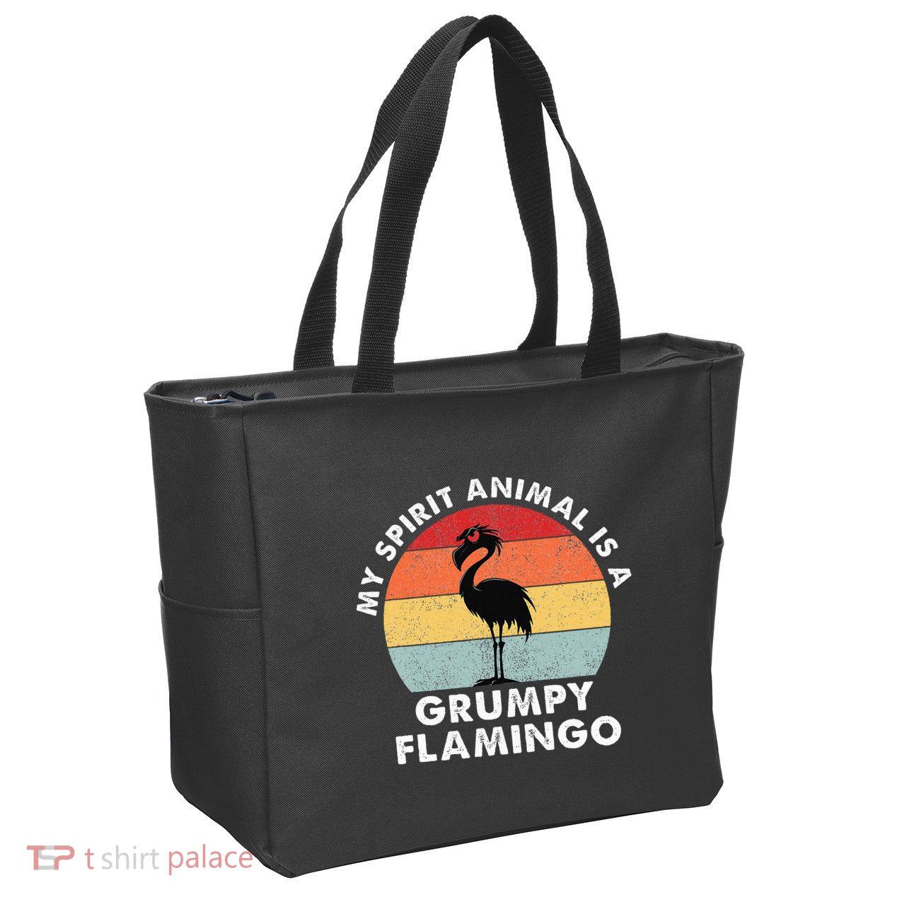 My Spirit Animal Is A Grumpy Flamingo Zip Tote Bag
