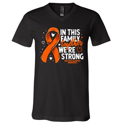Multiple Sclerosis Awareness Family Support Ms Awareness V-Neck T-Shirt