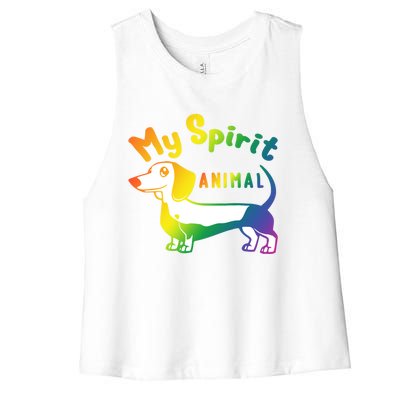 My Spirit Animal Is The Dachshund Gift For Doxie Lovers Gift Women's Racerback Cropped Tank