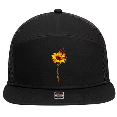 Multiple Sclerosis Awareness Sunflower Butterfly 7 Panel Mesh Trucker Snapback Hat
