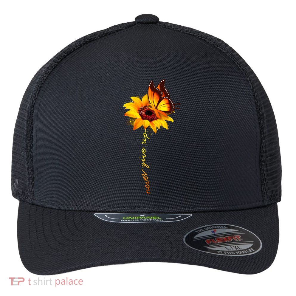 Multiple Sclerosis Awareness Sunflower Butterfly Flexfit Unipanel Trucker Cap