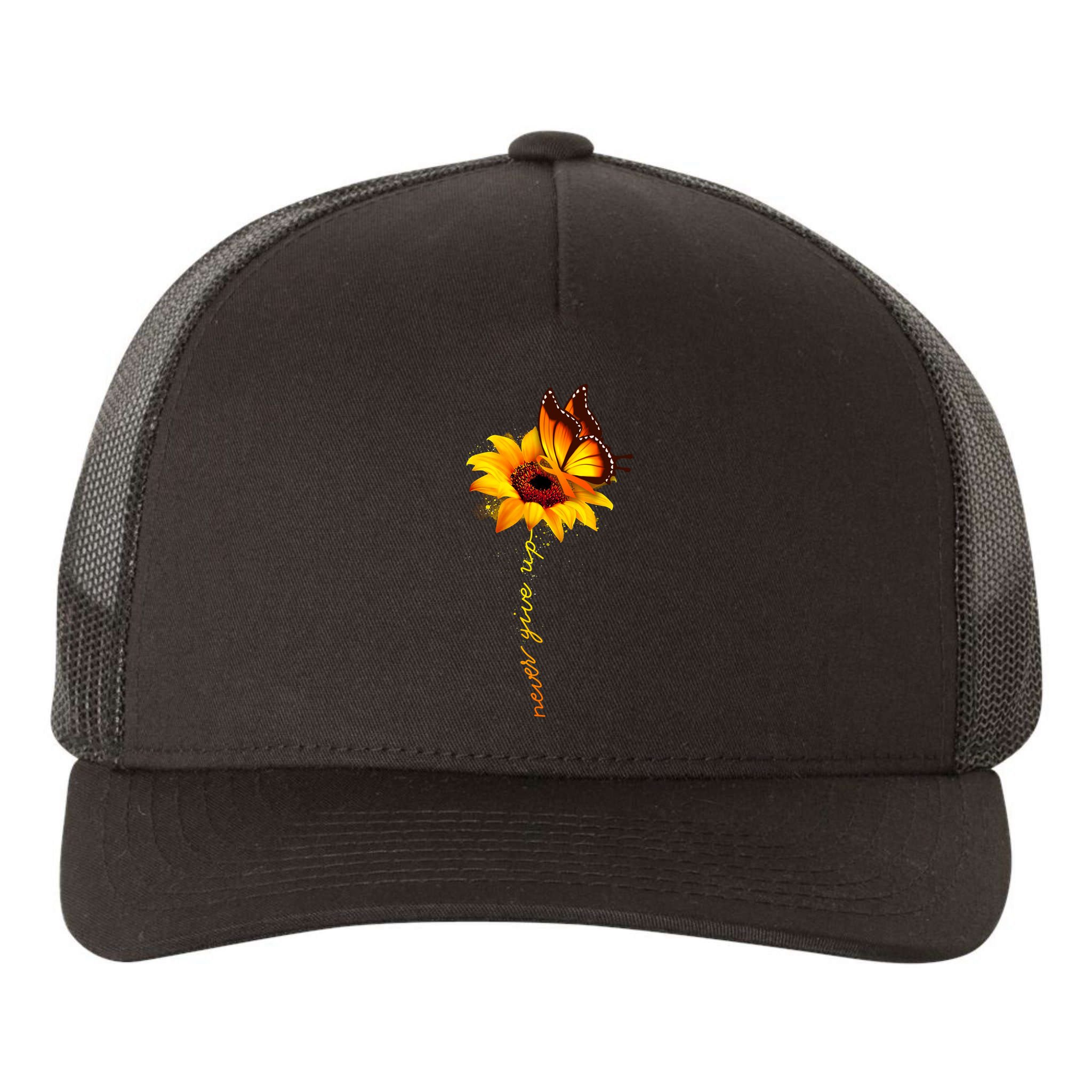 Multiple Sclerosis Awareness Sunflower Butterfly Yupoong Adult 5-Panel Trucker Hat