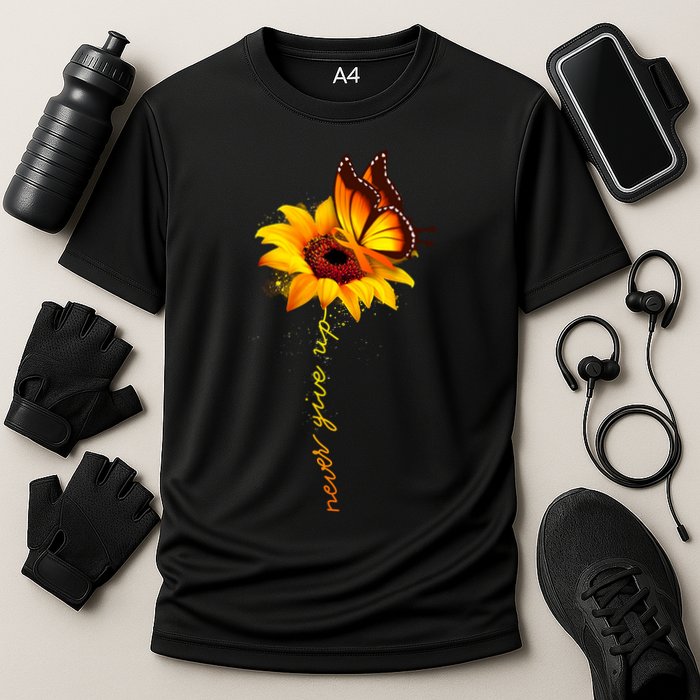 Multiple Sclerosis Awareness Sunflower Butterfly Cooling Performance Crew T-Shirt