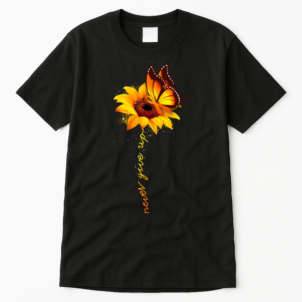 Multiple Sclerosis Awareness Sunflower Butterfly Tall T-Shirt