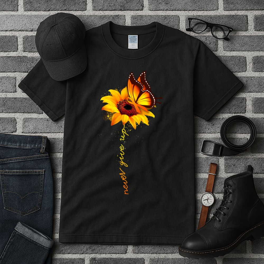 Multiple Sclerosis Awareness Sunflower Butterfly Tall T-Shirt
