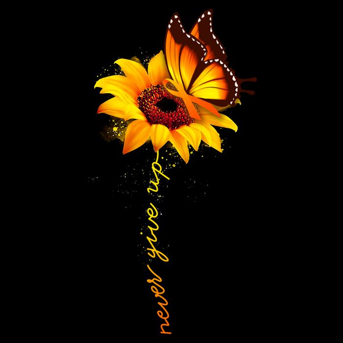 Multiple Sclerosis Awareness Sunflower Butterfly Flat Bill Trucker Hat