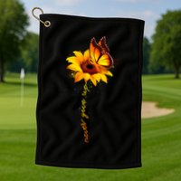 Multiple Sclerosis Awareness Sunflower Butterfly Golf Towel