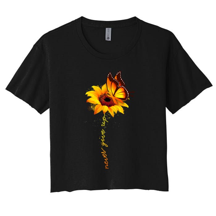 Multiple Sclerosis Awareness Sunflower Butterfly Women's Crop Top Tee