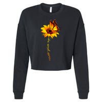 Multiple Sclerosis Awareness Sunflower Butterfly Cropped Pullover Crew