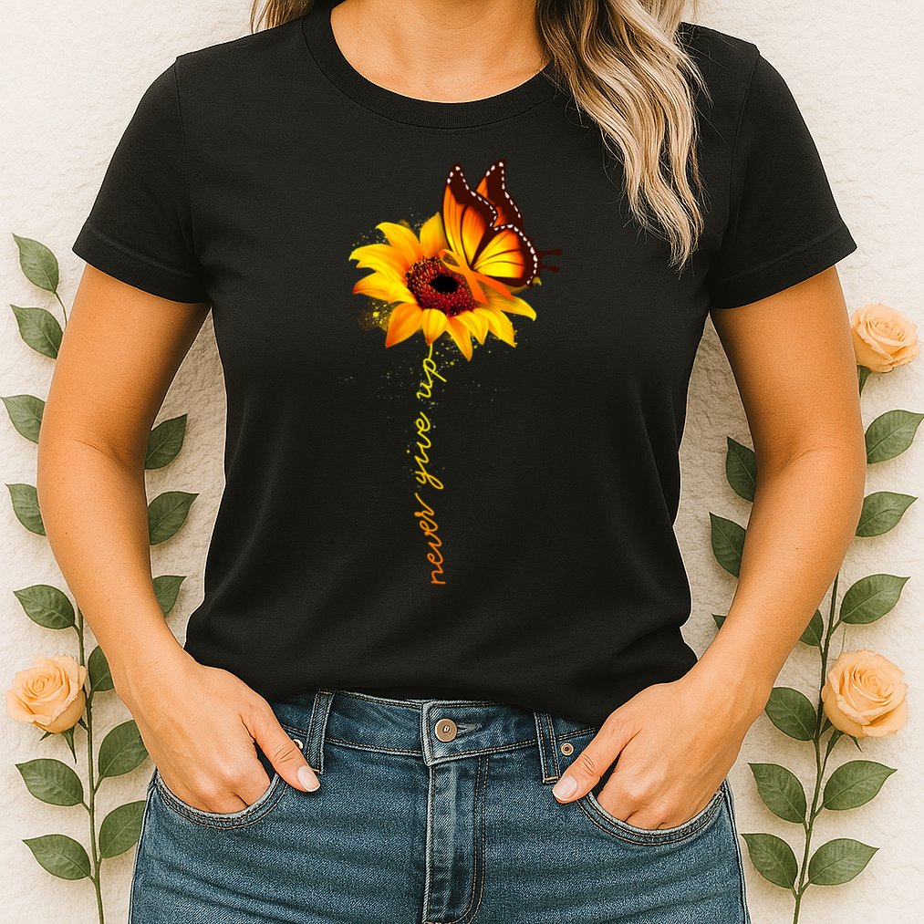 Multiple Sclerosis Awareness Sunflower Butterfly Womens T-Shirt