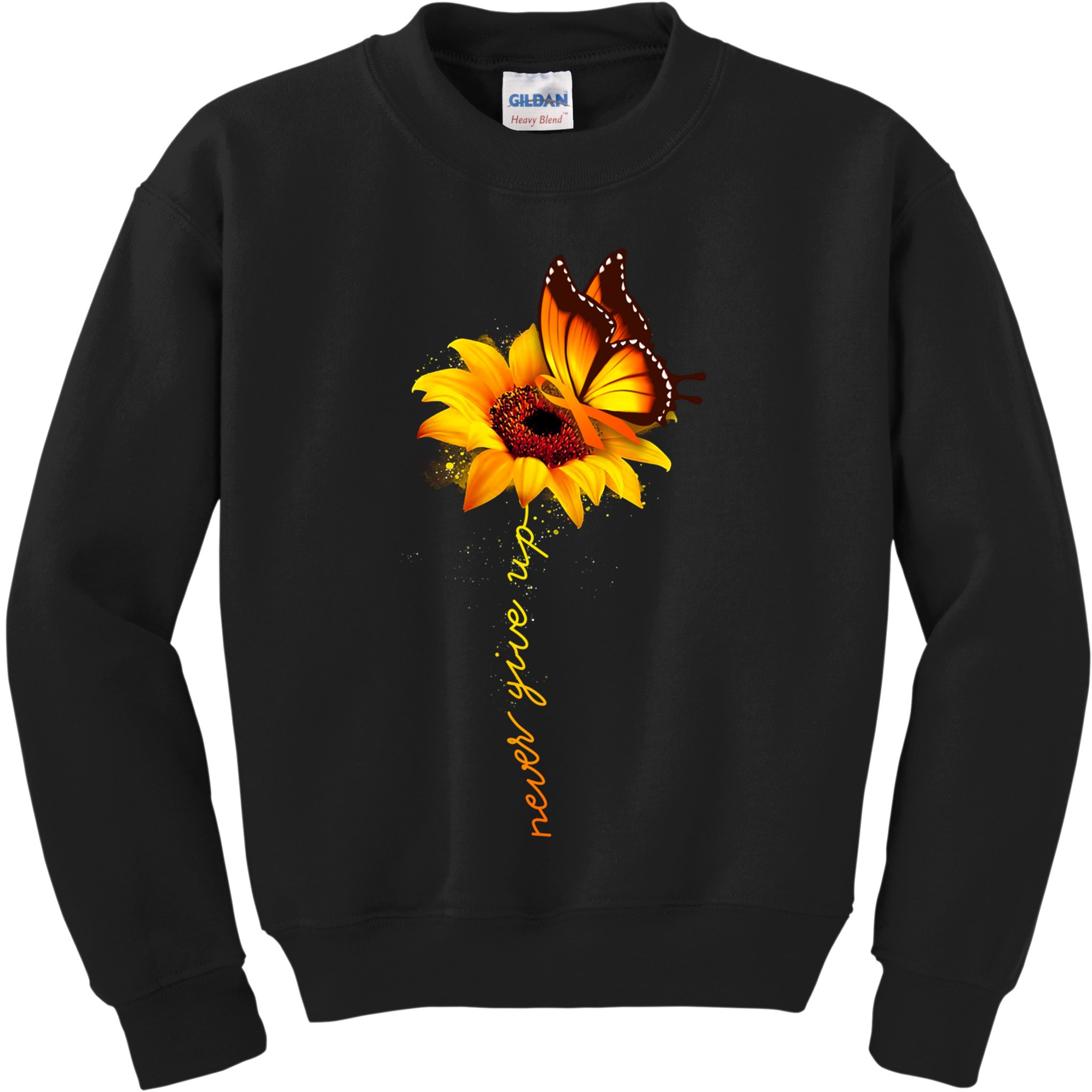 Multiple Sclerosis Awareness Sunflower Butterfly Kids Sweatshirt