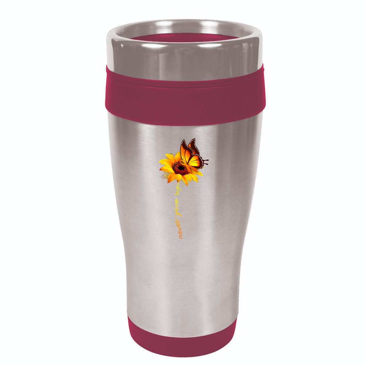 Multiple Sclerosis Awareness Sunflower Butterfly 16oz Travel Tumbler