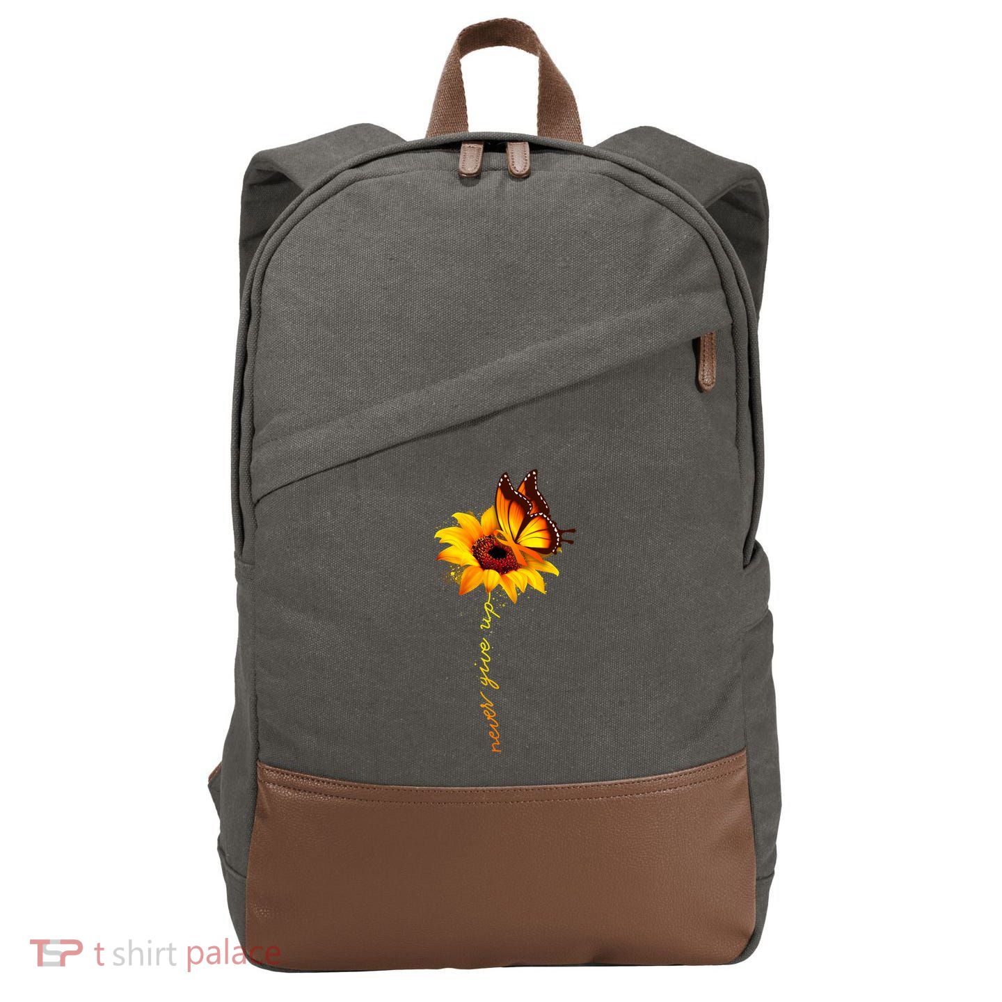 Multiple Sclerosis Awareness Sunflower Butterfly Cotton Canvas Backpack