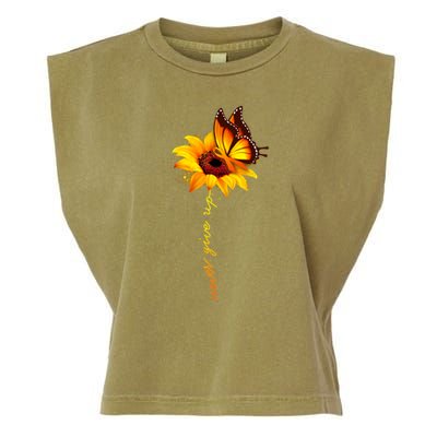 Multiple Sclerosis Awareness Sunflower Butterfly Garment-Dyed Women's Muscle Tee