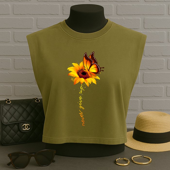 Multiple Sclerosis Awareness Sunflower Butterfly Garment-Dyed Women's Muscle Tee