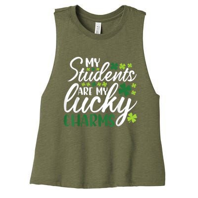 My Students Are My Lucky Charms Teacher St Patrick's Day Women's Racerback Cropped Tank