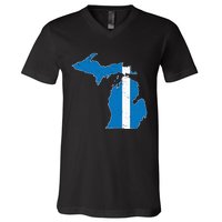 Michigan Stripe Across The State V-Neck T-Shirt