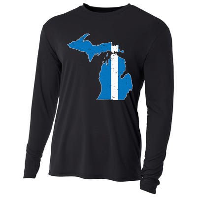 Michigan Stripe Across The State Cooling Performance Long Sleeve Crew