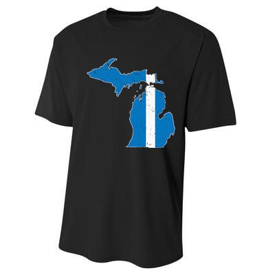 Michigan Stripe Across The State Performance Sprint T-Shirt