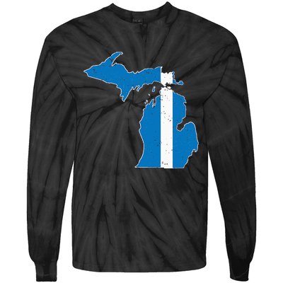 Michigan Stripe Across The State Tie-Dye Long Sleeve Shirt