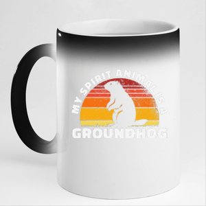 My Spirit Animal Is A Groundhog February Weather Winter 11oz Black Color Changing Mug