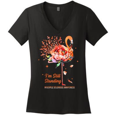 Multiple Sclerosis Awareness, I’m Still Standing MS Warrior Women's V-Neck T-Shirt