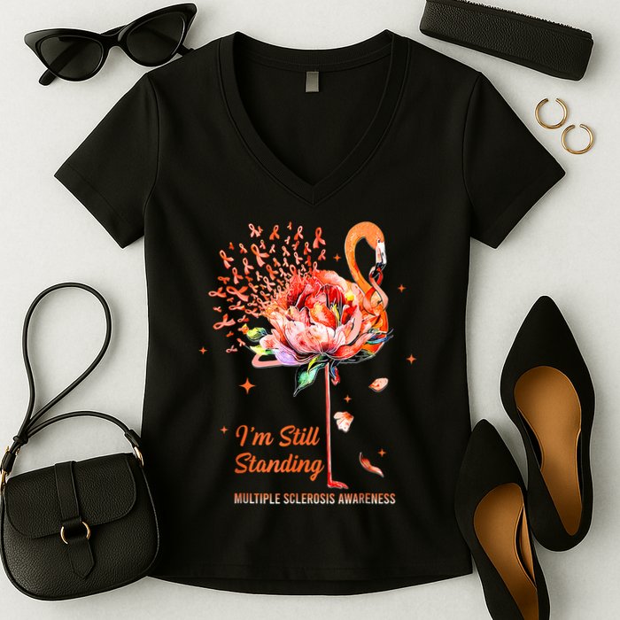 Multiple Sclerosis Awareness, I’m Still Standing MS Warrior Women's V-Neck T-Shirt