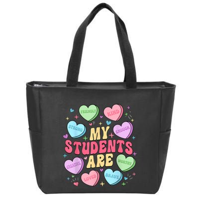 My Students Are Teacher Valentines Day Candy Positive Hearts Zip Tote Bag