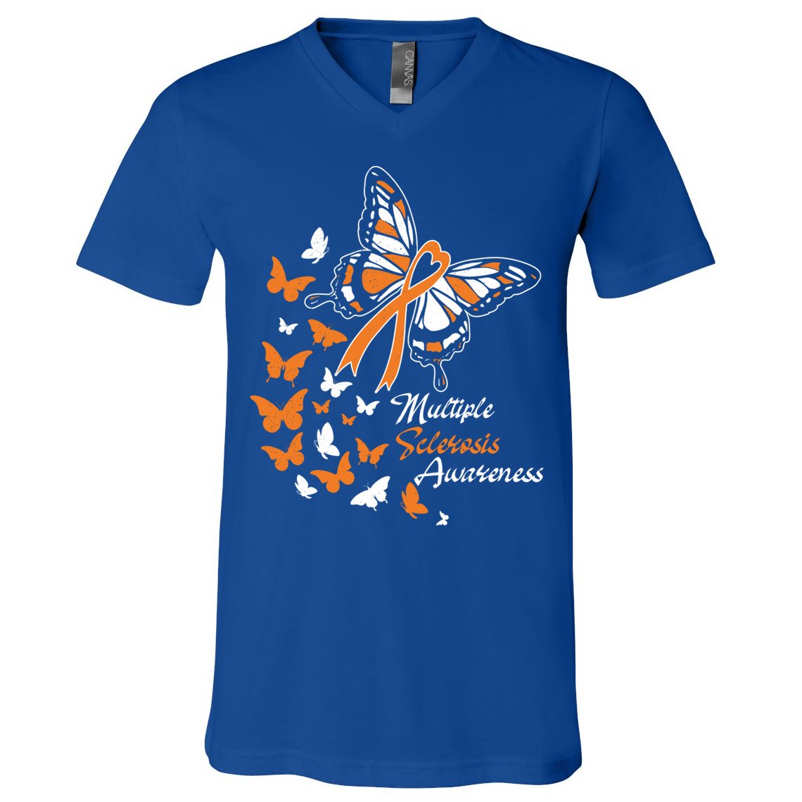 Multiple Sclerosis Awareness Butterflies Gift Cute Gift Funny Gift V-Neck T-Shirt