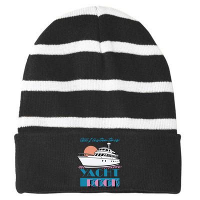 Middleclassfancy Store All I Listen To Is Yacht Rock Striped Beanie with Solid Band