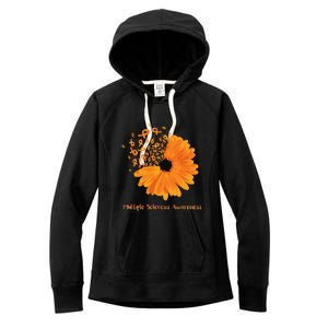 Multiple Sclerosis Awareness Ribbon Flower Ms Hope Fighter Cool Gift Women's Fleece Hoodie