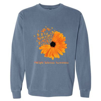 Multiple Sclerosis Awareness Ribbon Flower Ms Hope Fighter Cool Gift Garment-Dyed Sweatshirt