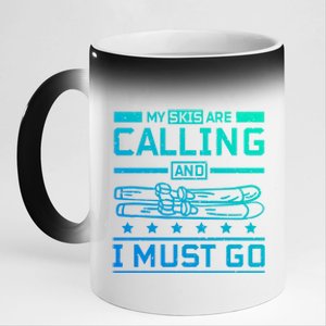 My Skis Are Calling And I Must Go Gift 11oz Black Color Changing Mug