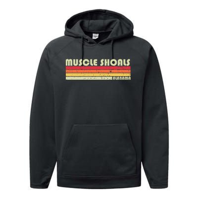 Muscle Shoals Al Alabama Funny City Home Roots Gift Retro Performance Fleece Hoodie