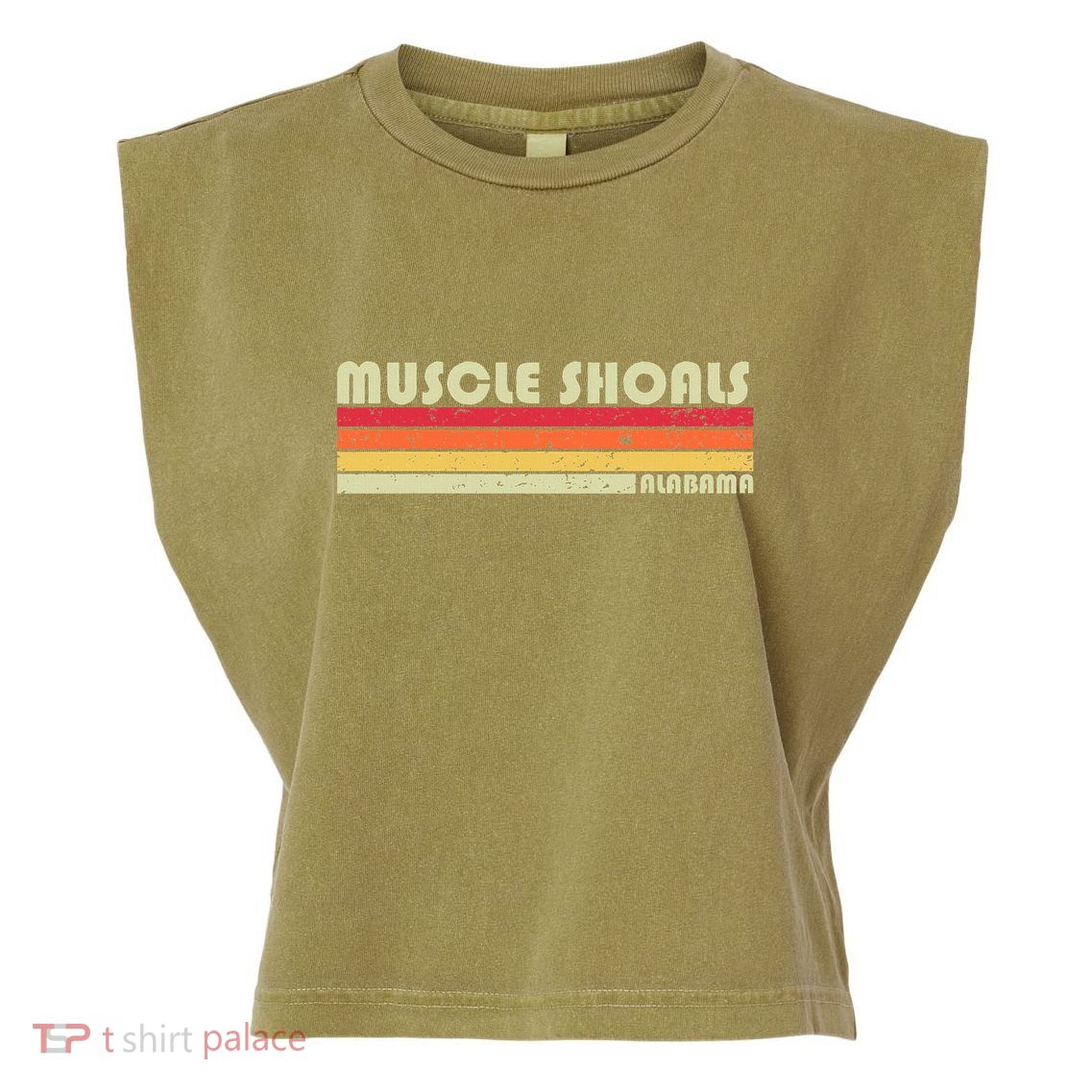 Muscle Shoals Al Alabama Funny City Home Roots Gift Retro Garment-Dyed Women's Muscle Tee