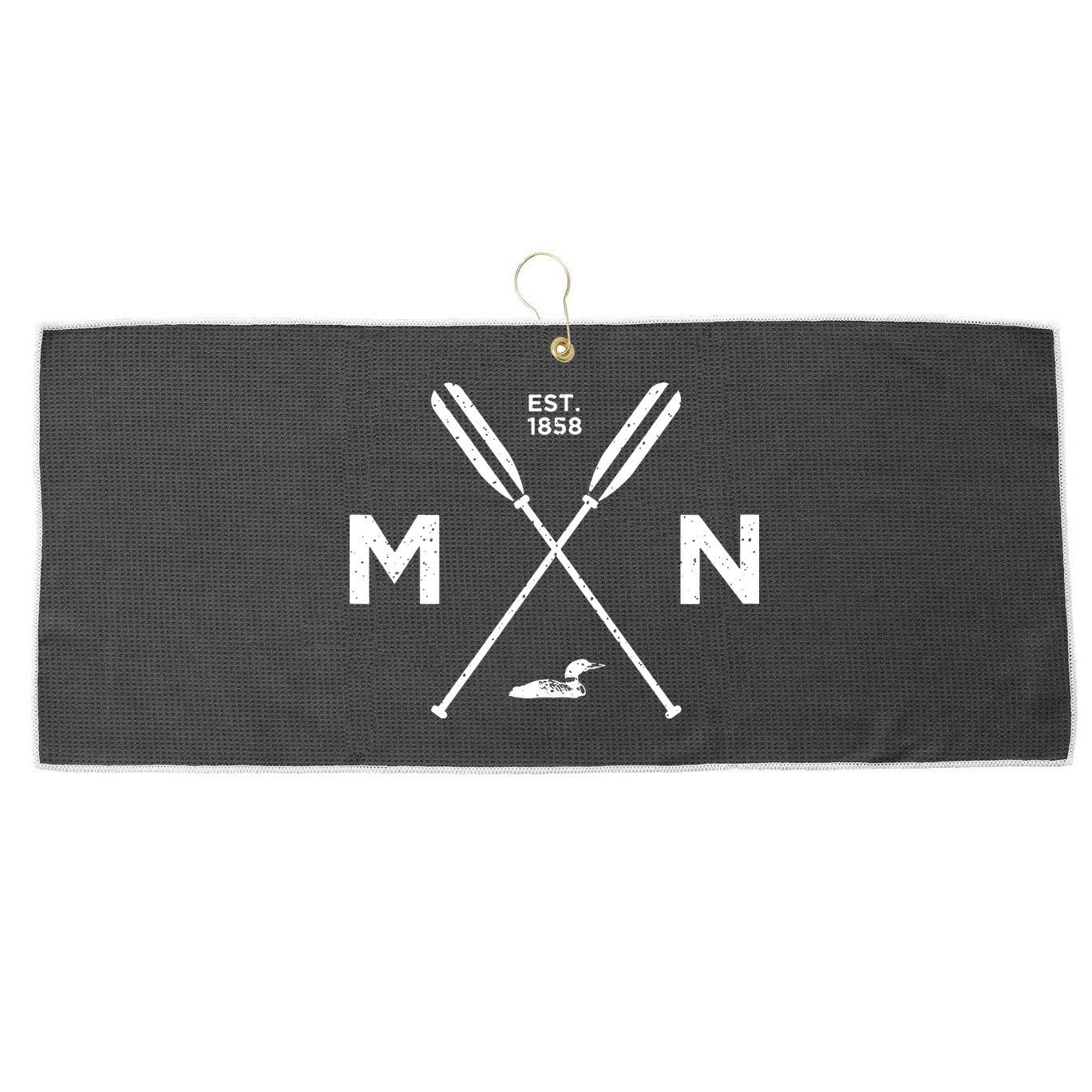 Minnesota State Awesome Mn Nice Adventure 1858 Loon Large Microfiber Waffle Golf Towel
