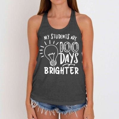 My Students Are 100 Days Brighter 100 Days Of School Teacher Cute Gift Women's Knotted Racerback Tank